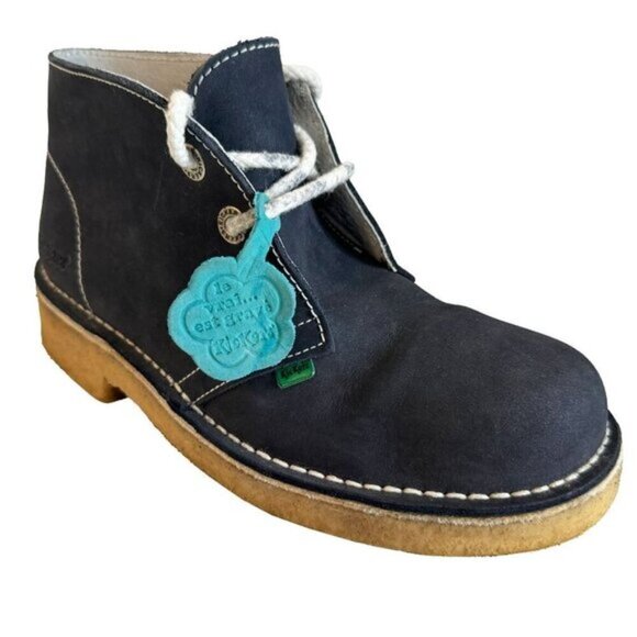 Kickers Navy Blue Nubuck Leather Ankle Desert Boots Back to School Fall Shoes - Picture 2 of 10